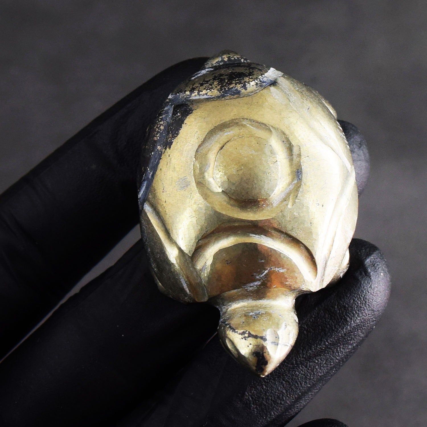 Gracious 274.00 Cts Genuine Pyrite Gemstone Hand Carved Premium Turtle Crystal