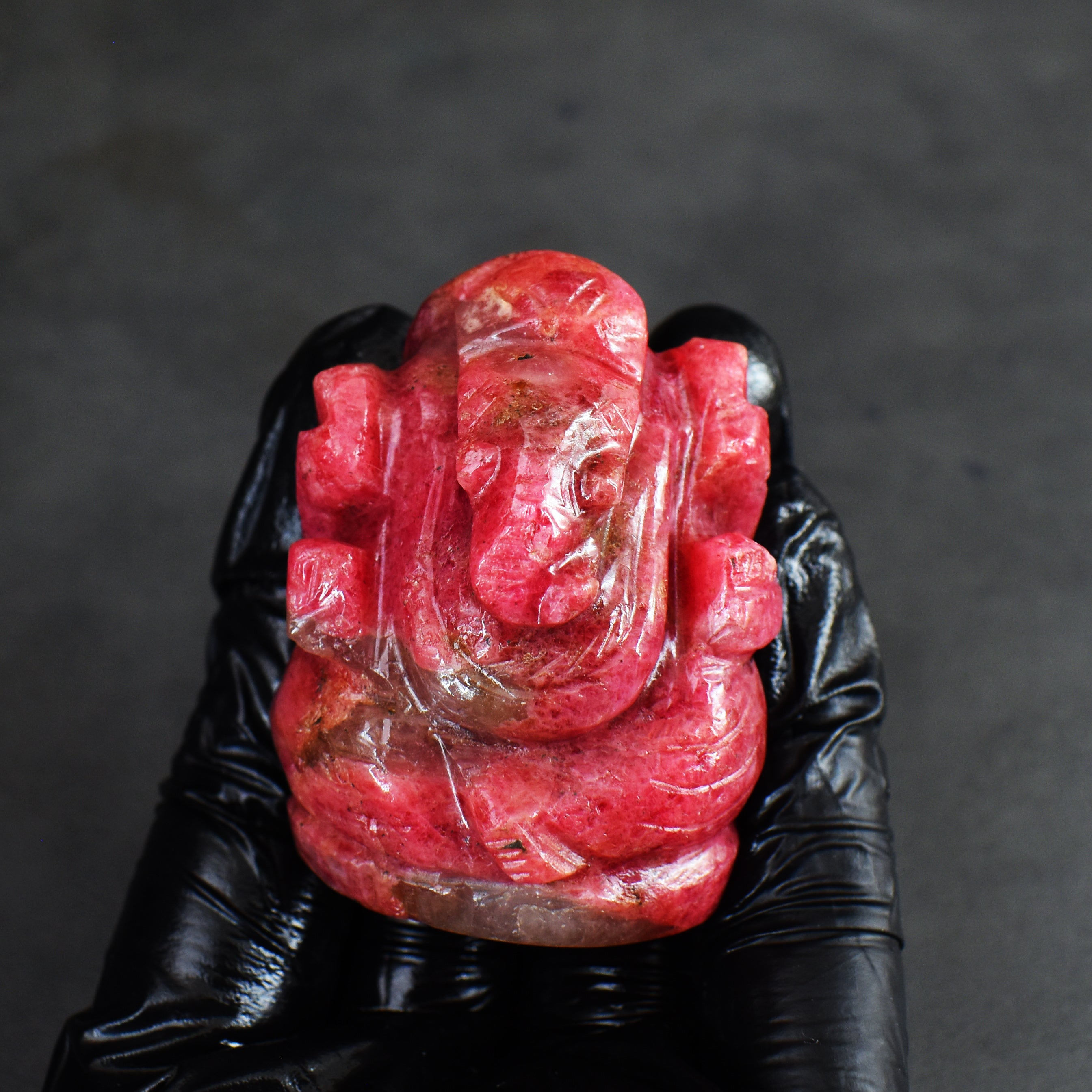 Awesome 489.00 Carats Genuine Rhodonite Divine Hand Carved Crystal Gemstone Lord Ganesha Carving