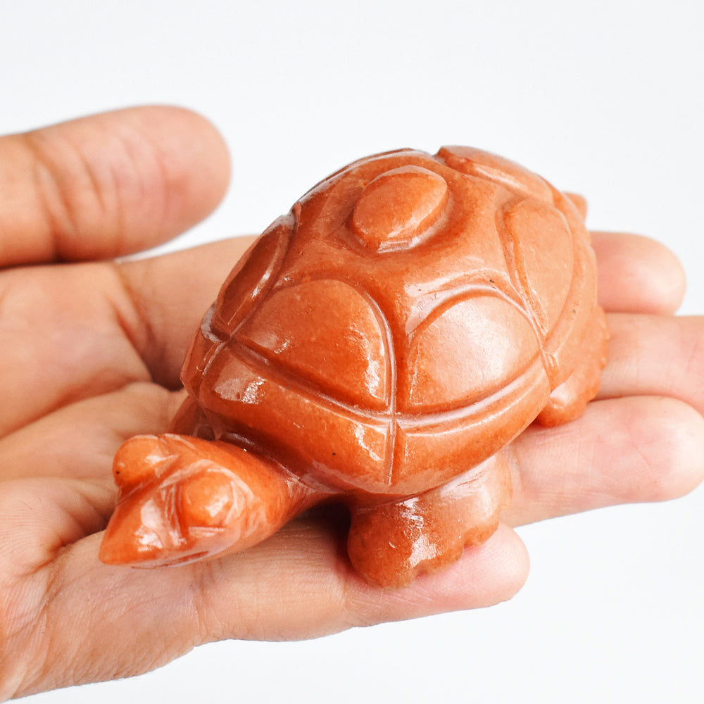 Beautiful 640.00 Carats Genuine Aventurine Hand Carved Crystal Gemstone Carving Turtle