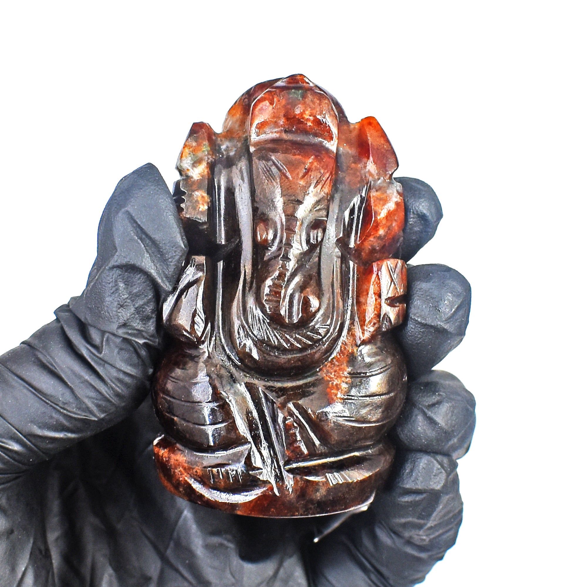 Exclusive 546.00 Cts Garnet Divine Hand Carved Crystal Gemstone Lord Ganesha Carving
