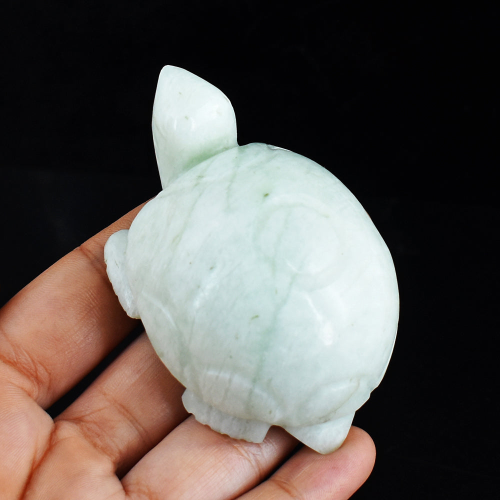 Amazing 755.00 Carats  Genuine Amazonite Hand Carved Crystal  Gemstone Turtle Carving