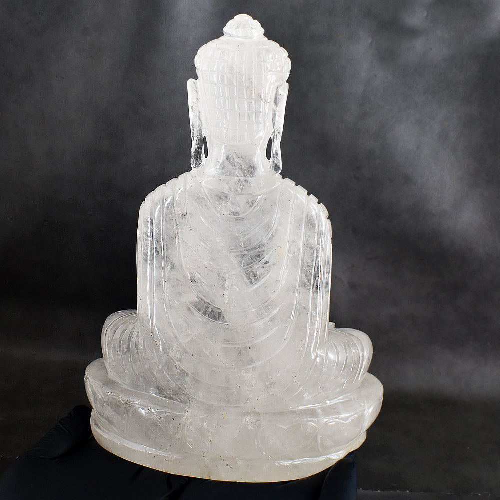 Premium 11660.00 Cts Genuine White Quartz Hand Carved Premium Buddha Statue Crystal