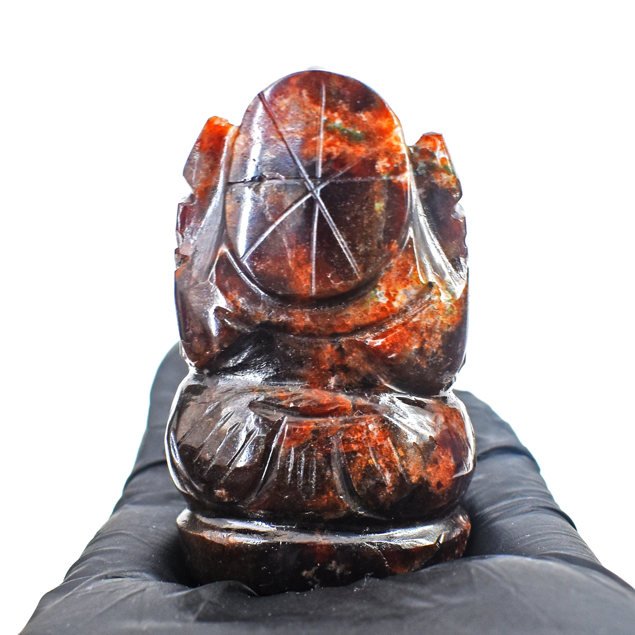Exclusive 546.00 Cts Garnet Divine Hand Carved Crystal Gemstone Lord Ganesha Carving