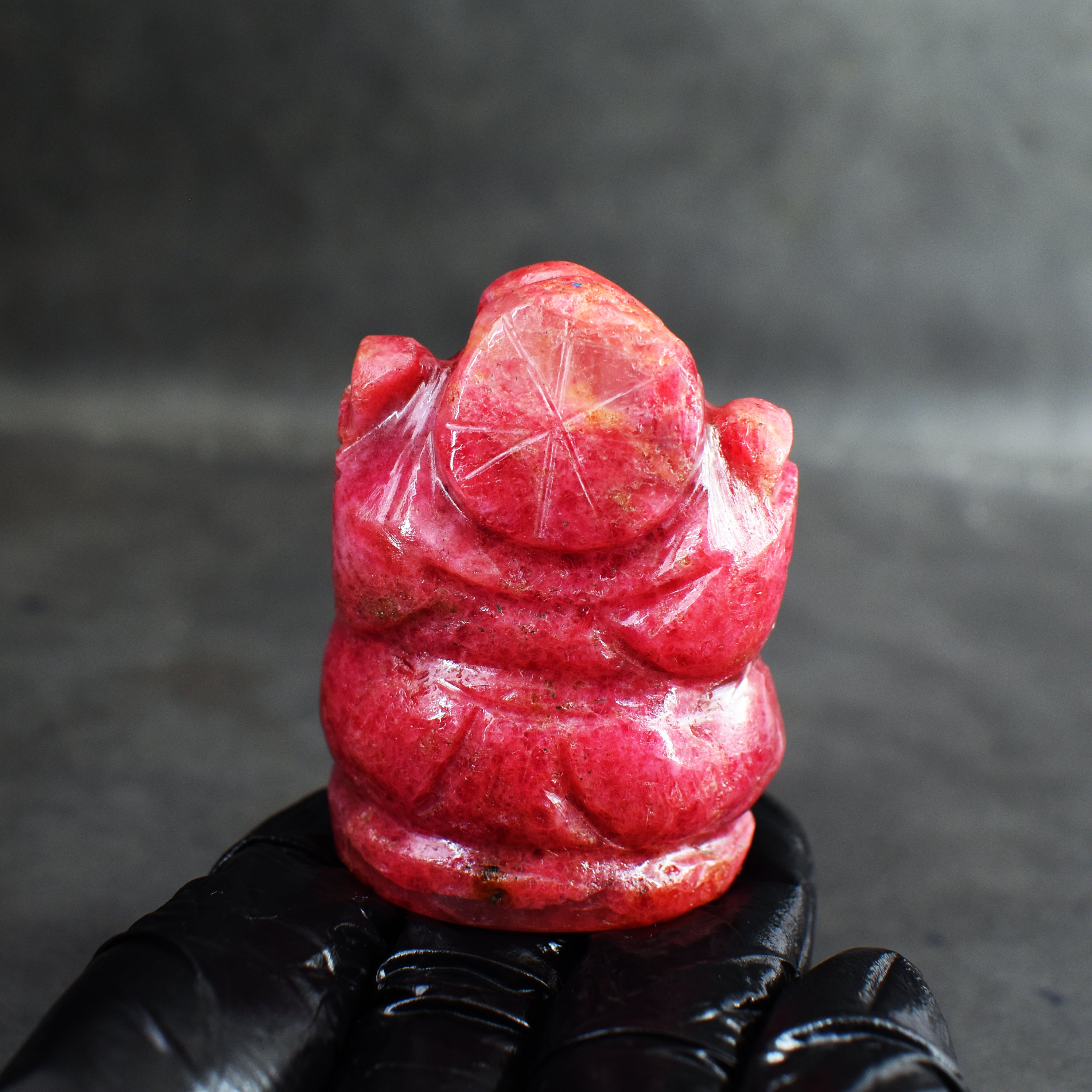 Awesome 489.00 Carats Genuine Rhodonite Divine Hand Carved Crystal Gemstone Lord Ganesha Carving