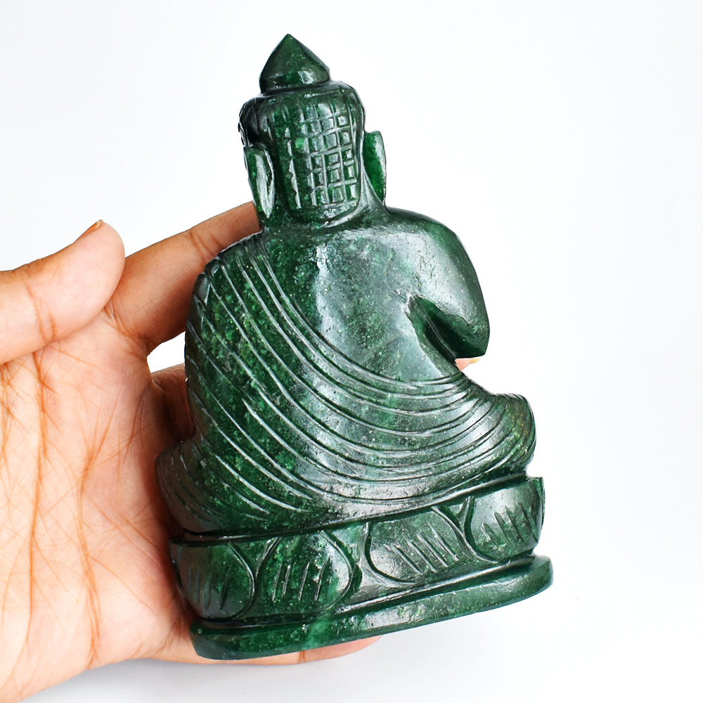 Amazing 1786.00 Cts Genuine Green Jade Hand Carved Lord  Buddha Idol Gemstone Carving