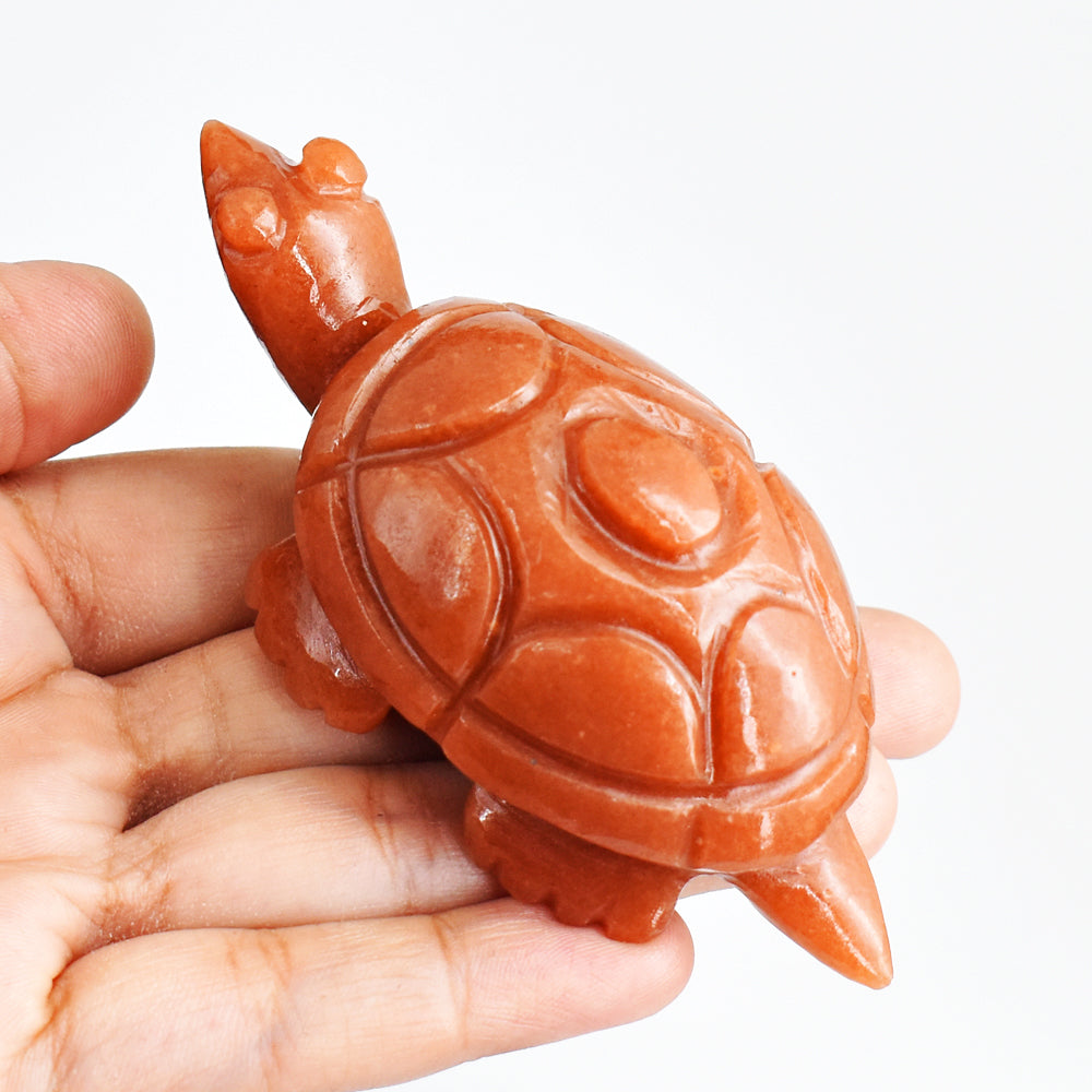 Beautiful 640.00 Carats Genuine Aventurine Hand Carved Crystal Gemstone Carving Turtle