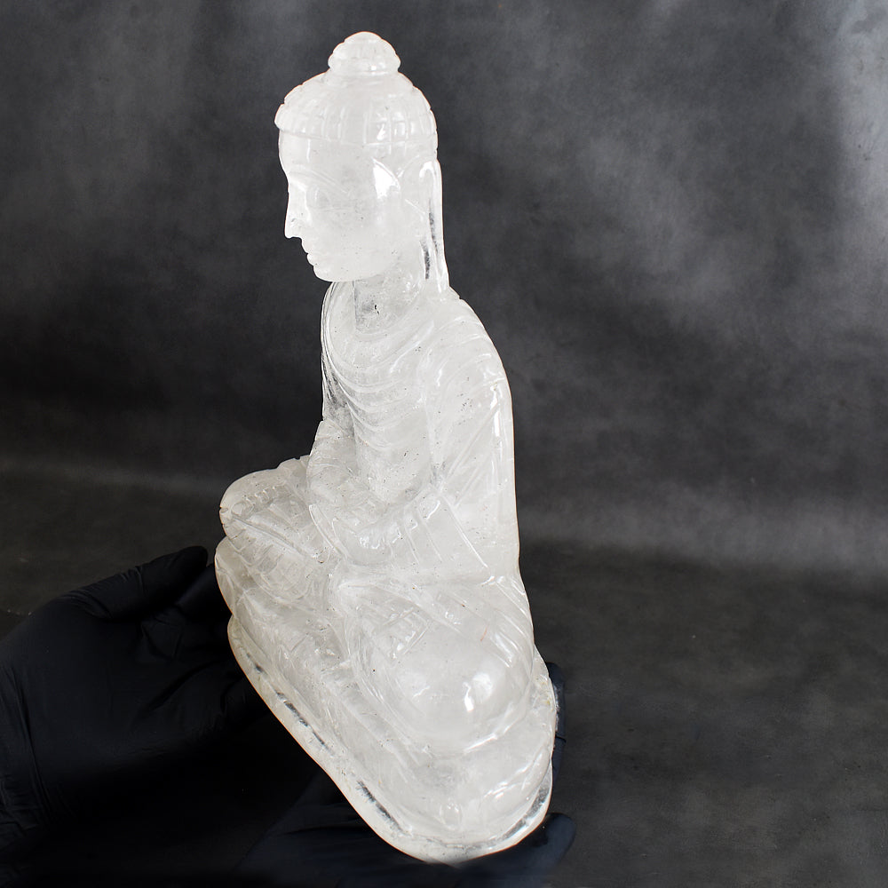 Premium 11660.00 Cts Genuine White Quartz Hand Carved Premium Buddha Statue Crystal