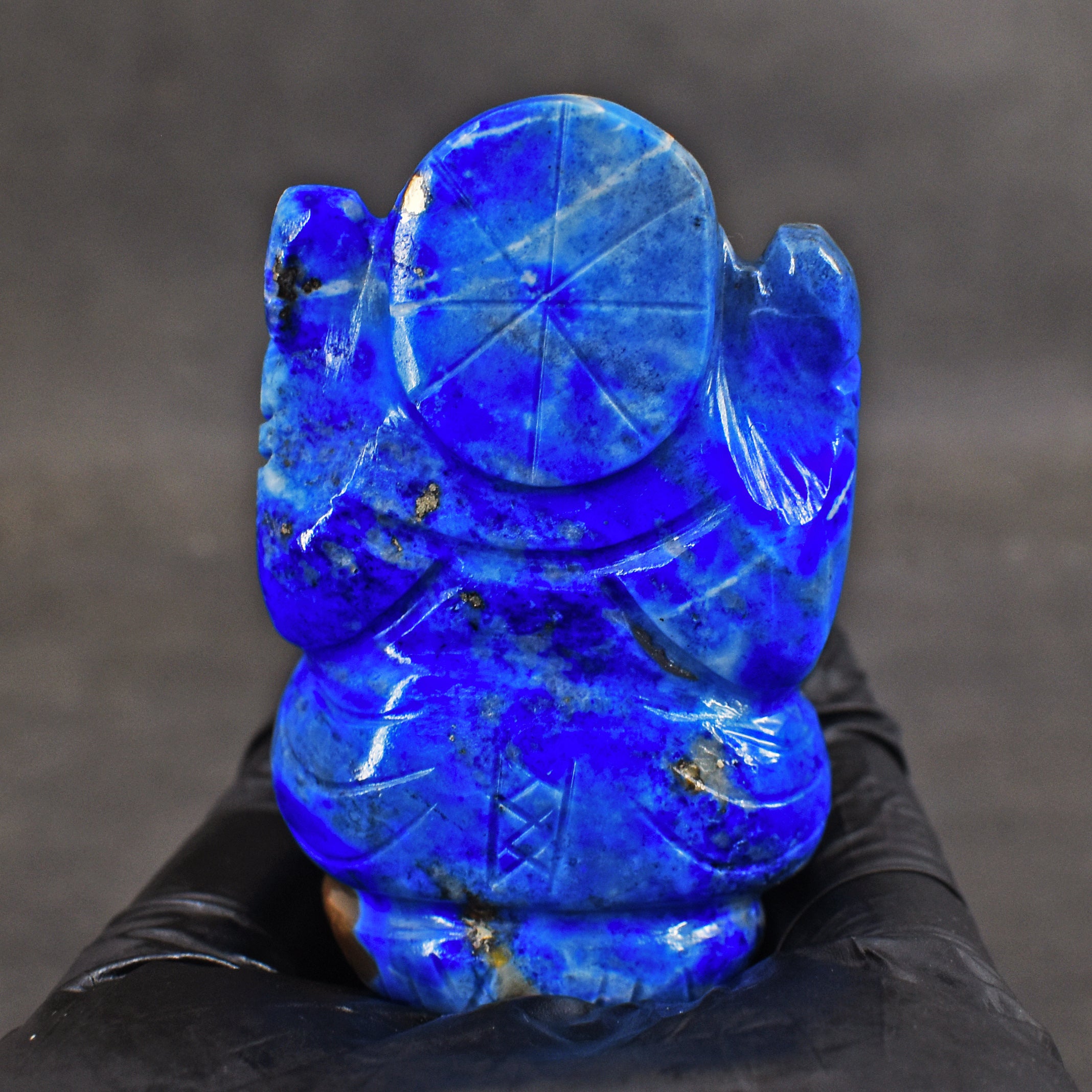 Artisian 493.00 Cts Hand Carved Blue Lapis Lazuli Ganesha