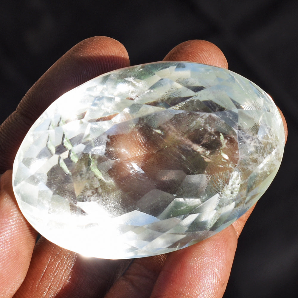 Amazing 413.00 Carats  Genuine  White Quartz  Crystal  Hand  Carved  Faceted Gemstone Cabochon
