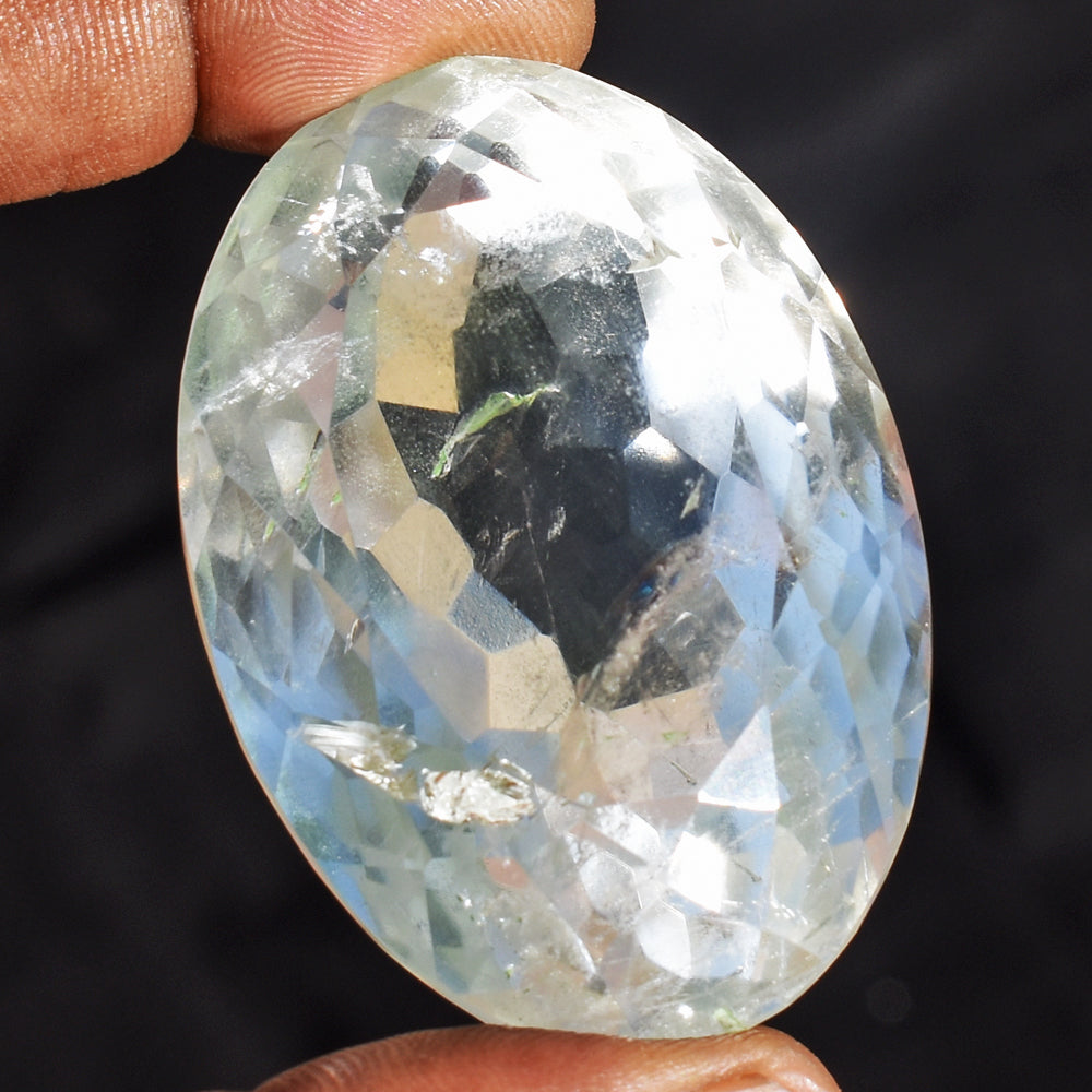 Amazing 413.00 Carats  Genuine  White Quartz  Crystal  Hand  Carved  Faceted Gemstone Cabochon