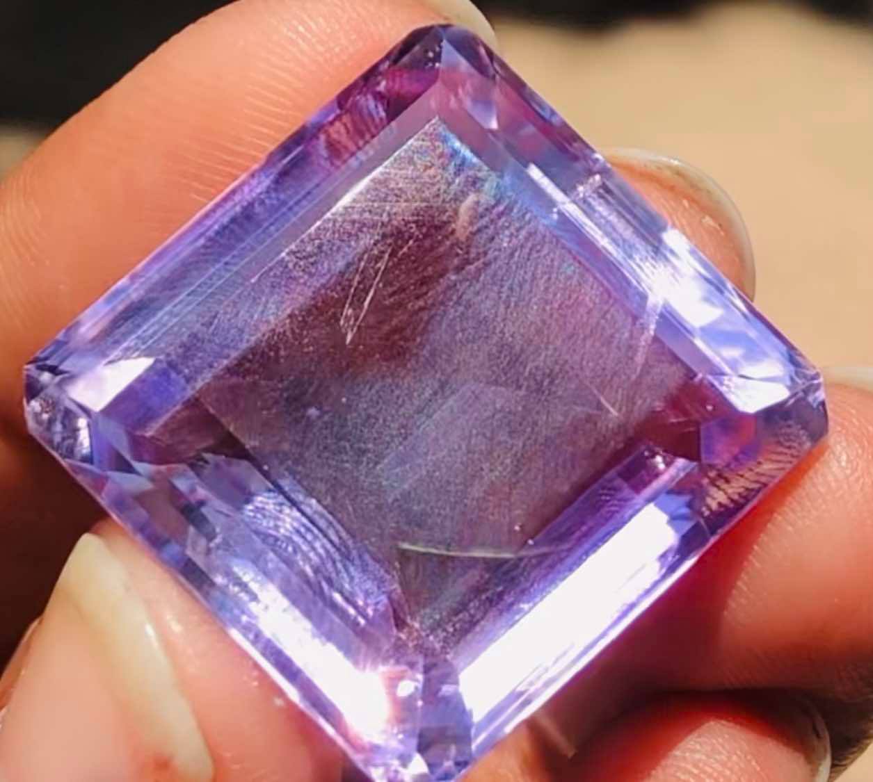 Untreated 46.00 Cts Genuine Amethyst Faceted Loose Gemstone