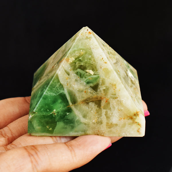 Craftsmen  605.00  Carats Genuine Green Fluorite Hand  Carved Gemstone Healing Pyramid