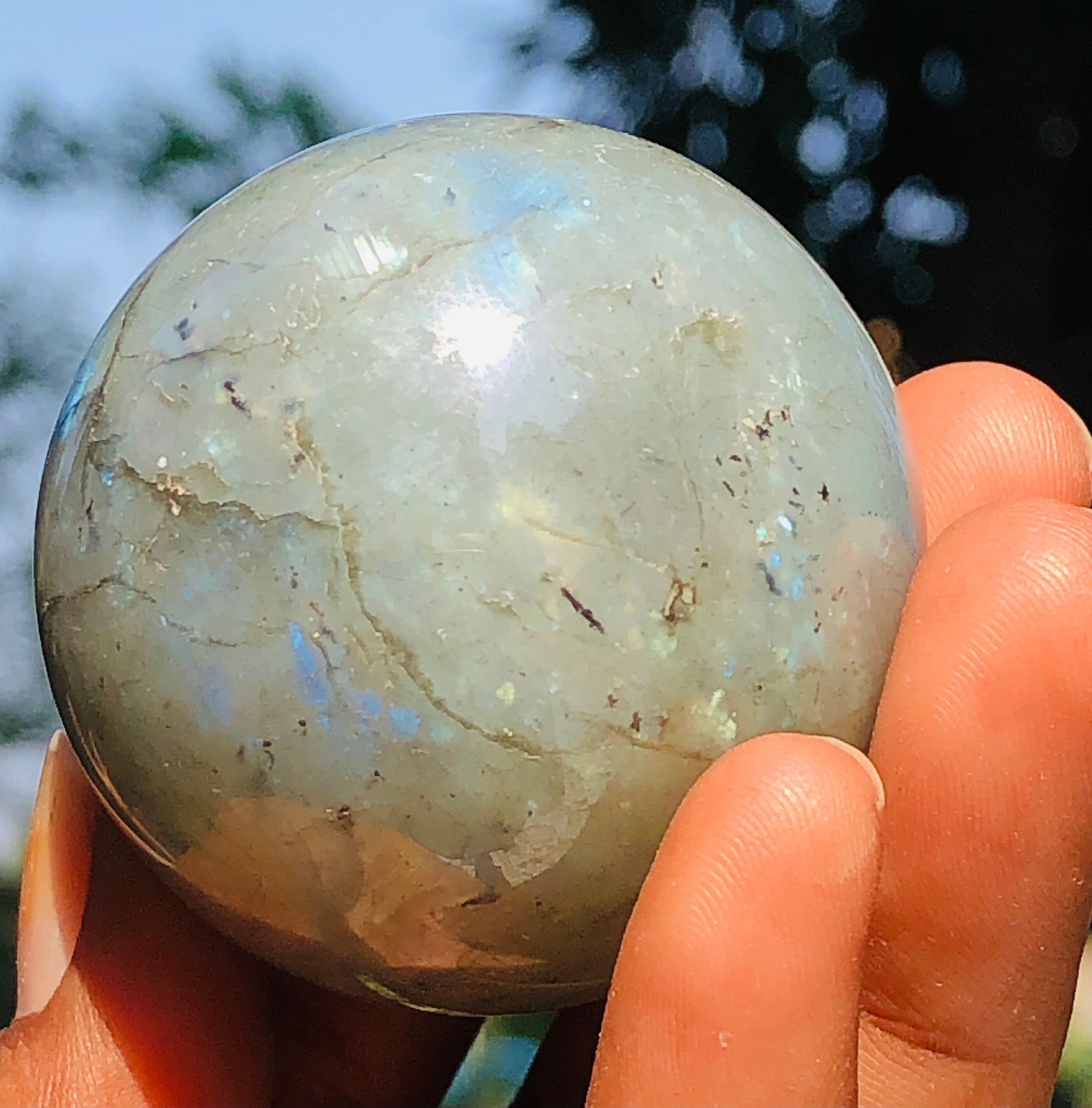 Morbid 559.00 Cts Genuine Blue Flash Labradorite Healing Ball Premium Sphere Crystal