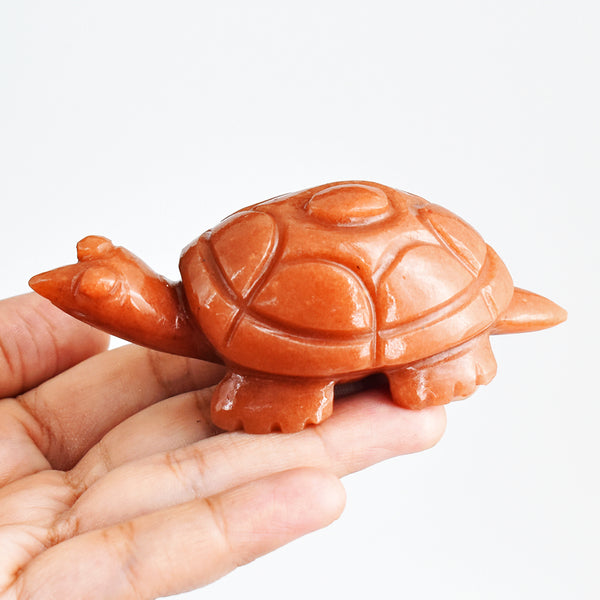 Beautiful 640.00 Carats Genuine Aventurine Hand Carved Crystal Gemstone Carving Turtle