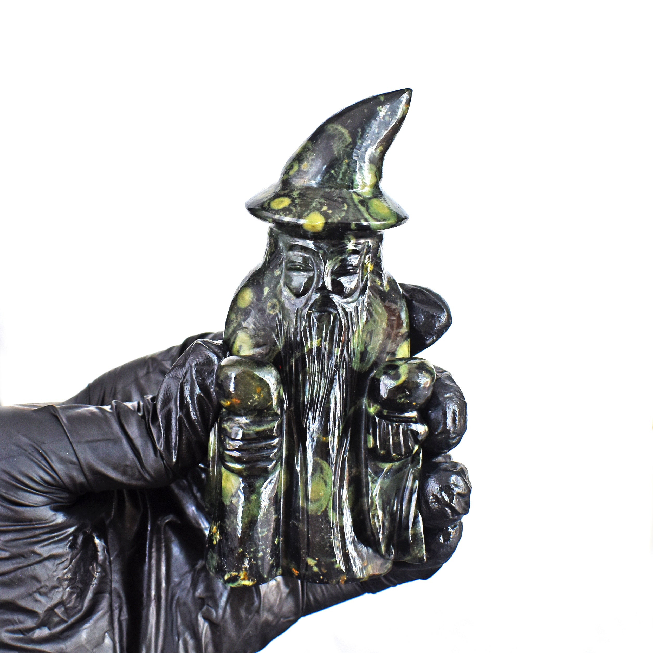 Genuine 942.00 Carats Kambaba Jasper Hand Carved Crystal Gemstone Wizard Carving