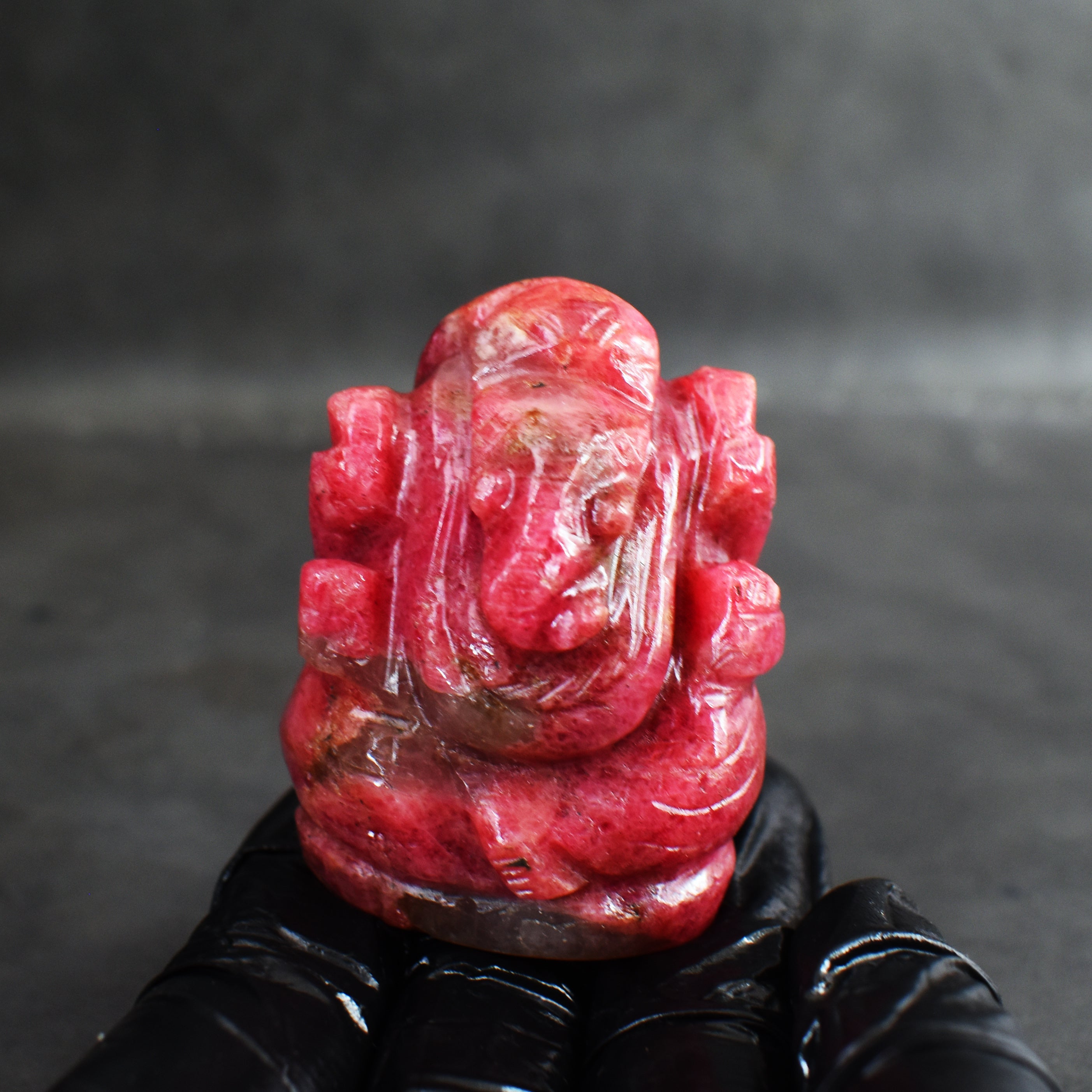 Awesome 489.00 Carats Genuine Rhodonite Divine Hand Carved Crystal Gemstone Lord Ganesha Carving