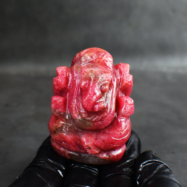 Awesome 489.00 Carats Genuine Rhodonite Divine Hand Carved Crystal Gemstone Lord Ganesha Carving