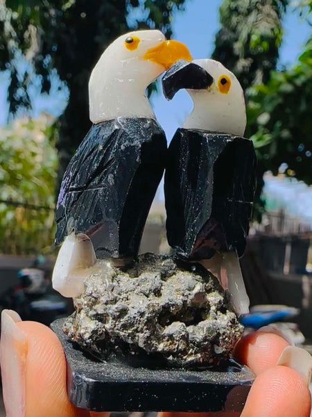 Cordial  271.00 Cts Genuine Mini Spinel & White Agate Carved Love Bird 2026  Collection