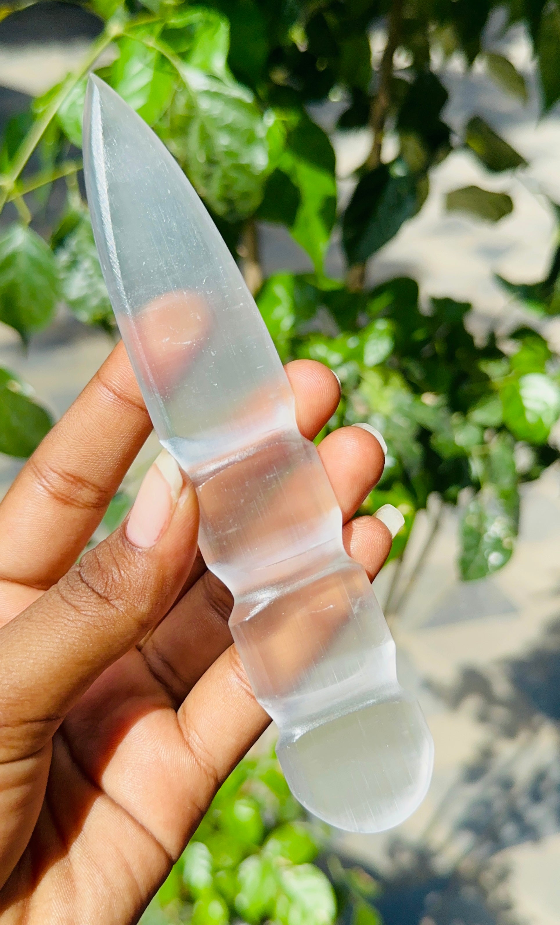 Special 285.00 Cts Genuine Selenite Hand Carved Crystal Gemstone Knife