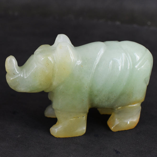 Exclusive 386.00 Cts Green Aventurine Hand Carved Genuine Crystal Gemstone Carving Rhino 2026  Collection