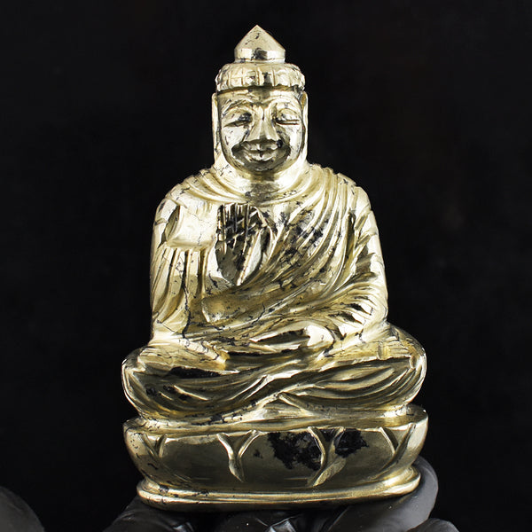Exclusive 1662.00 Cts Genuine Pyrite Hand Carved Gemstone Crystal Buddha Carving