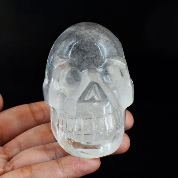 Craftsmen 1336.00 Cts  Genuine  White Quartz  Hand Carved Crystal Gemstone  Skull Carving