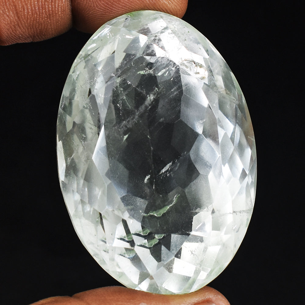 Amazing 413.00 Carats  Genuine  White Quartz  Crystal  Hand  Carved  Faceted Gemstone Cabochon