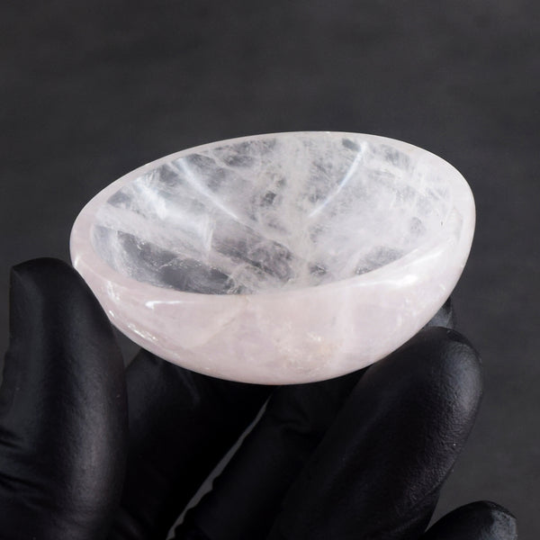 Gorgeous 126.00 Carats Genuine Rose Quartz Hand Carved Crystal Gemstone Carving Bowl