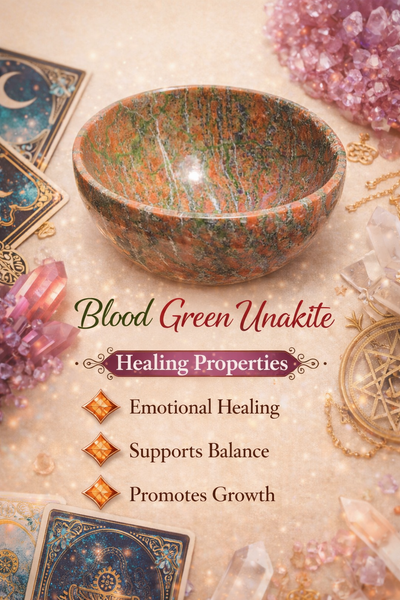Genuine 204.00 Cts Blood Green Unakite Crystal Specimen Premium Bowl