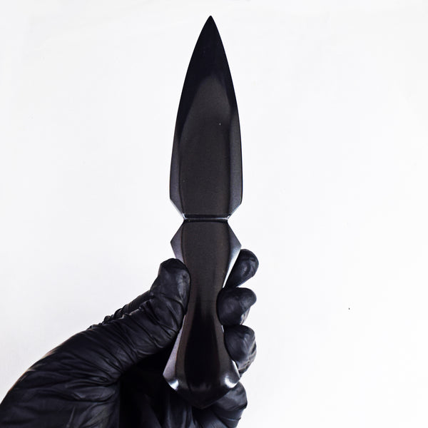 Precious Stone 306.00 Cts Genuine Black Tourmaline Hand Carved Crystal Gemstone Knife