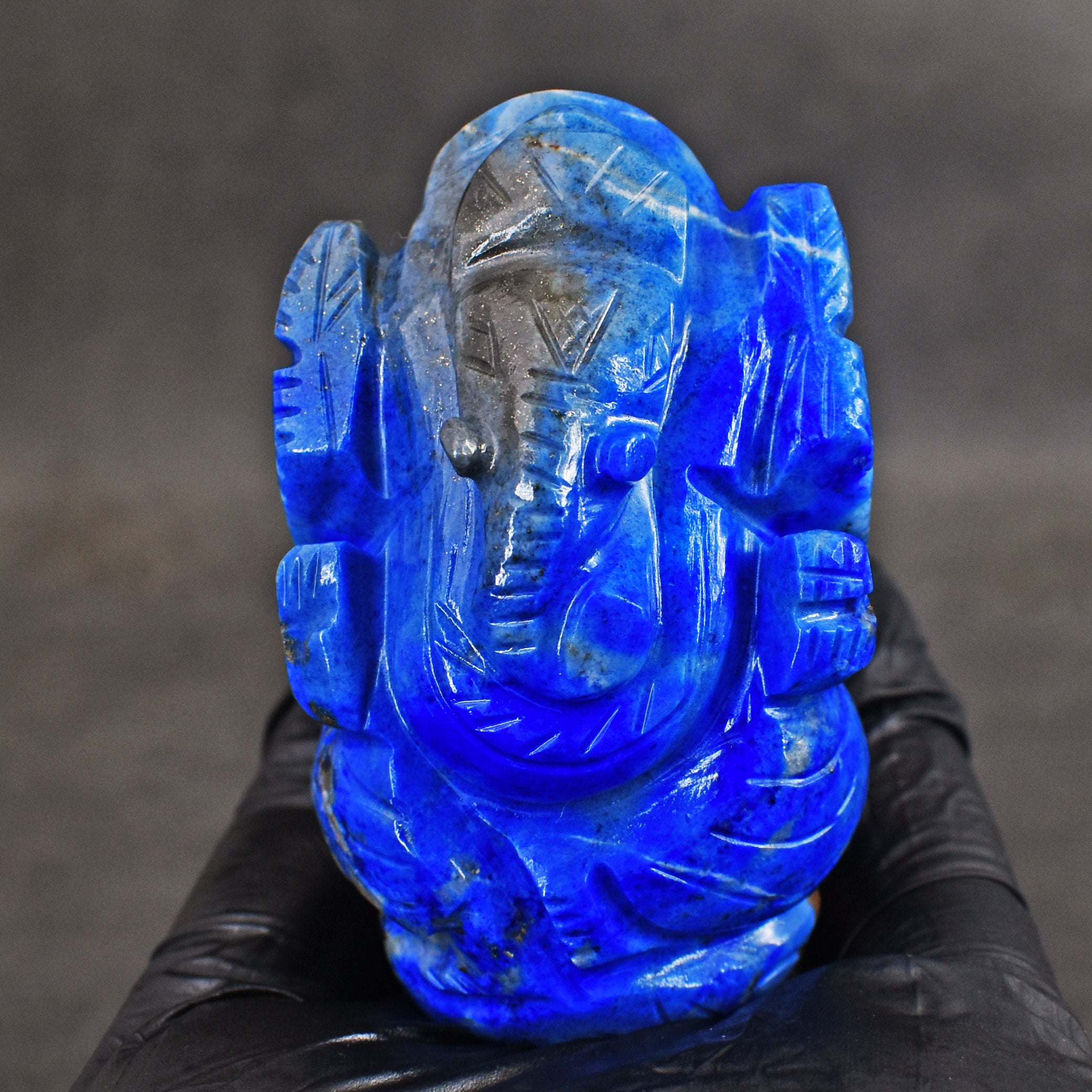 Artisian 493.00 Cts Hand Carved Blue Lapis Lazuli Ganesha