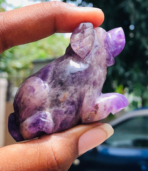Amazing 311.00 Carats Genuine Amethyst Hand Carved  Crystal Gemstone Carving Dog 2026  Collection