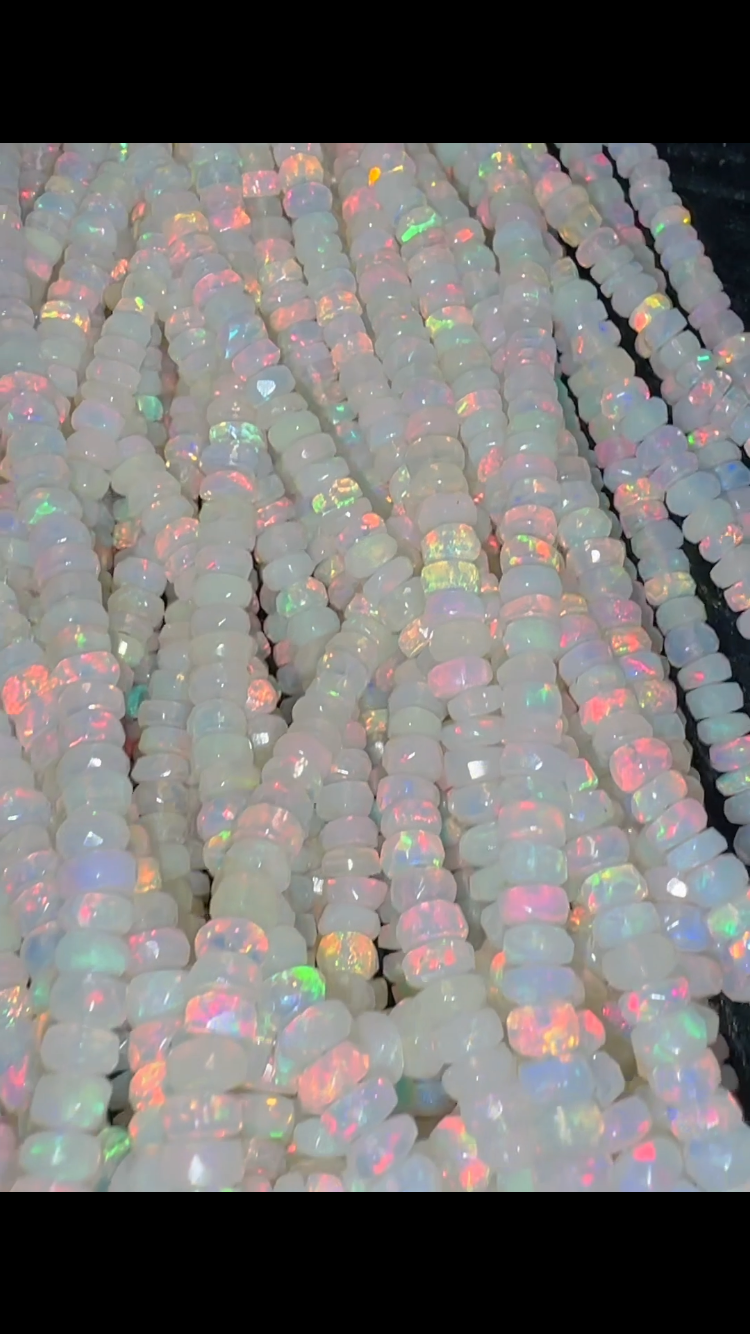 Mega Sale - 100% Genuine Exclusive Ethiopian Opal Faceted Beads Strand