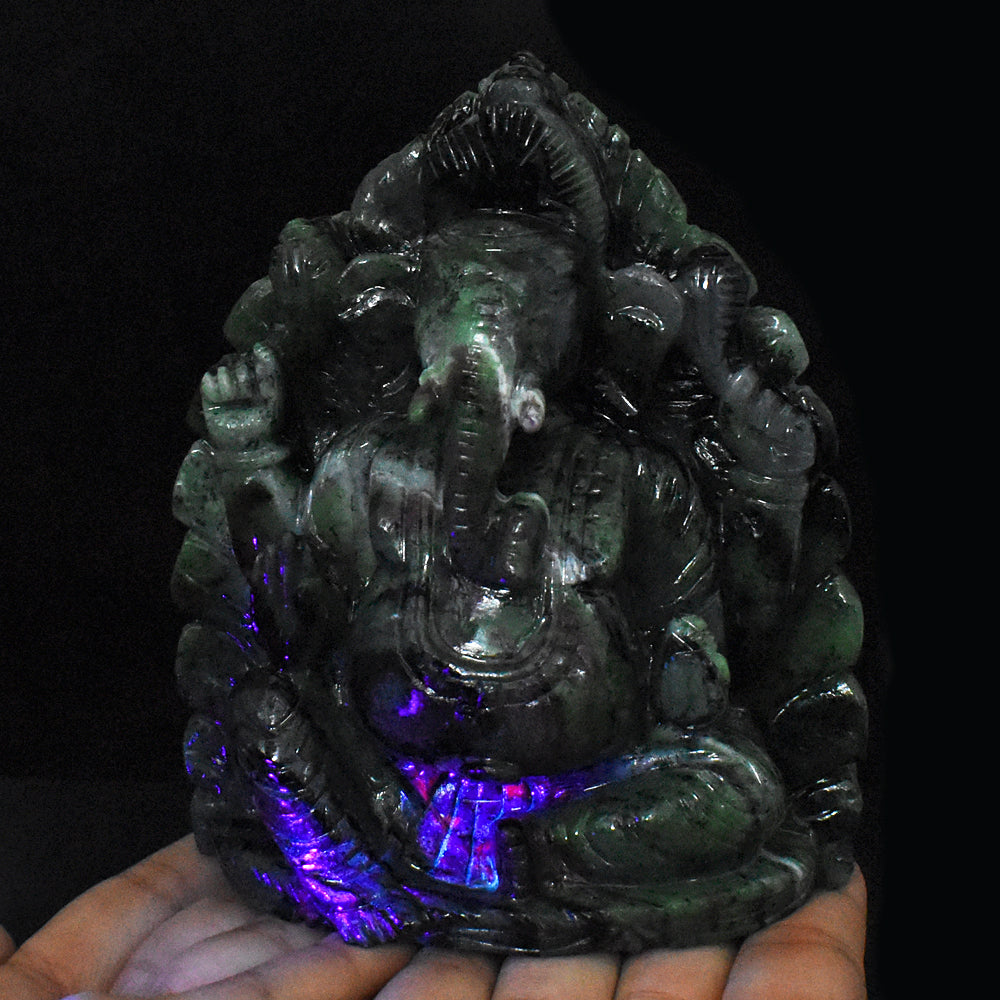 Artisian 5711.00 Cts Genuine Ruby Zoisite Hand Carved Crystal Gemstone Lord Ganesha Carving
