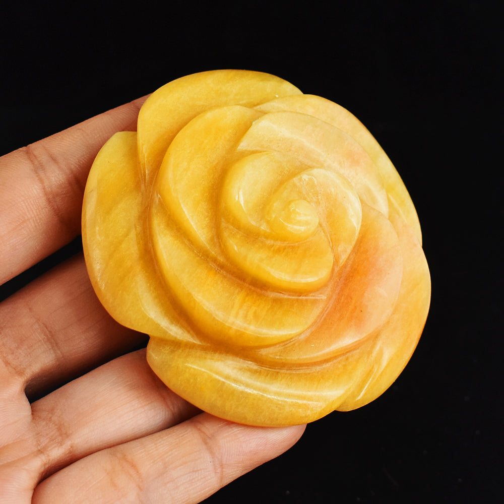 624.00 Cts  Genuine  Aventurine  Hand  Carved  Crystal  Rose  Flower  Gemstone  Carving