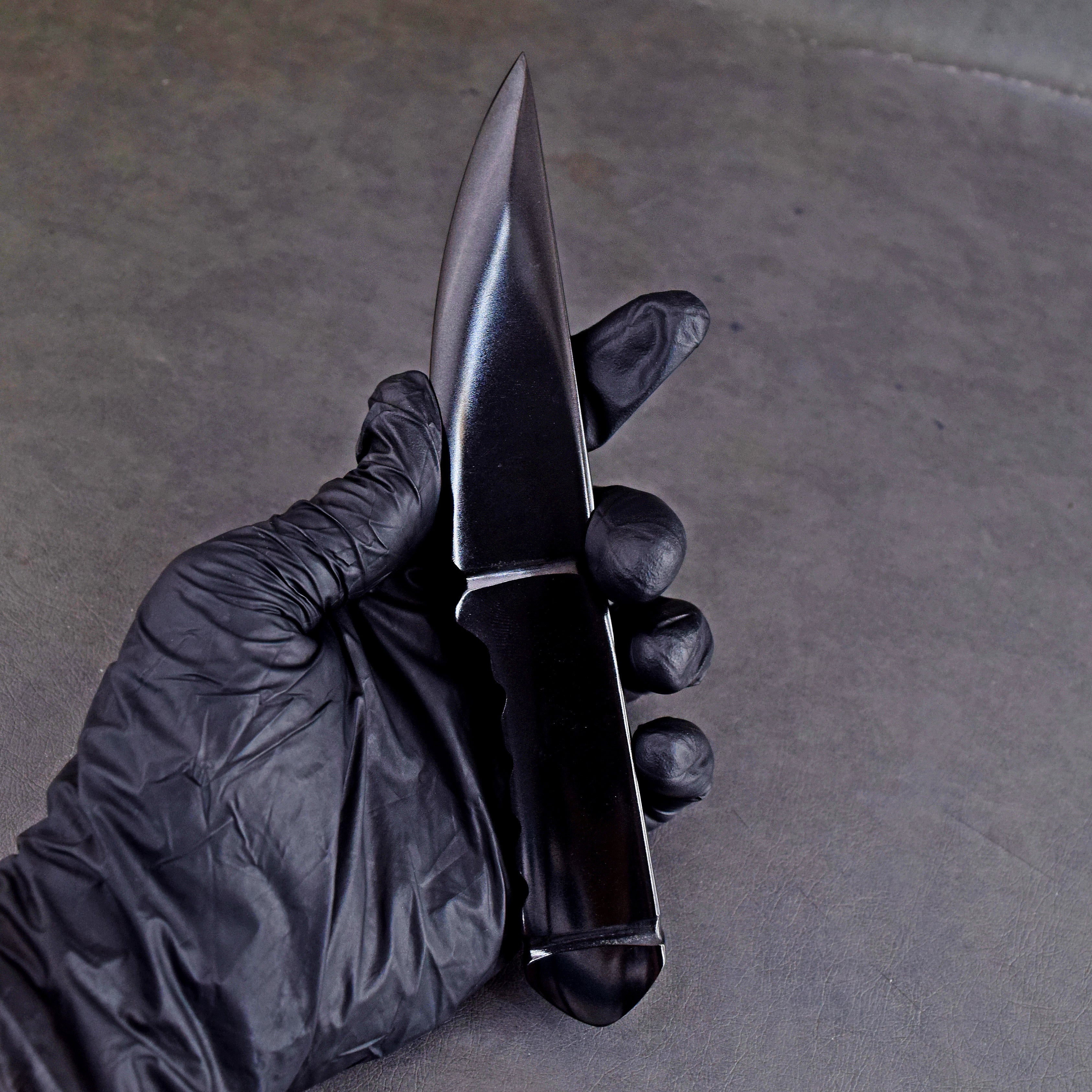 Majestic 370.00 Cts Genuine Black Tourmaline Hand Carved Crystal Gemstone Knife
