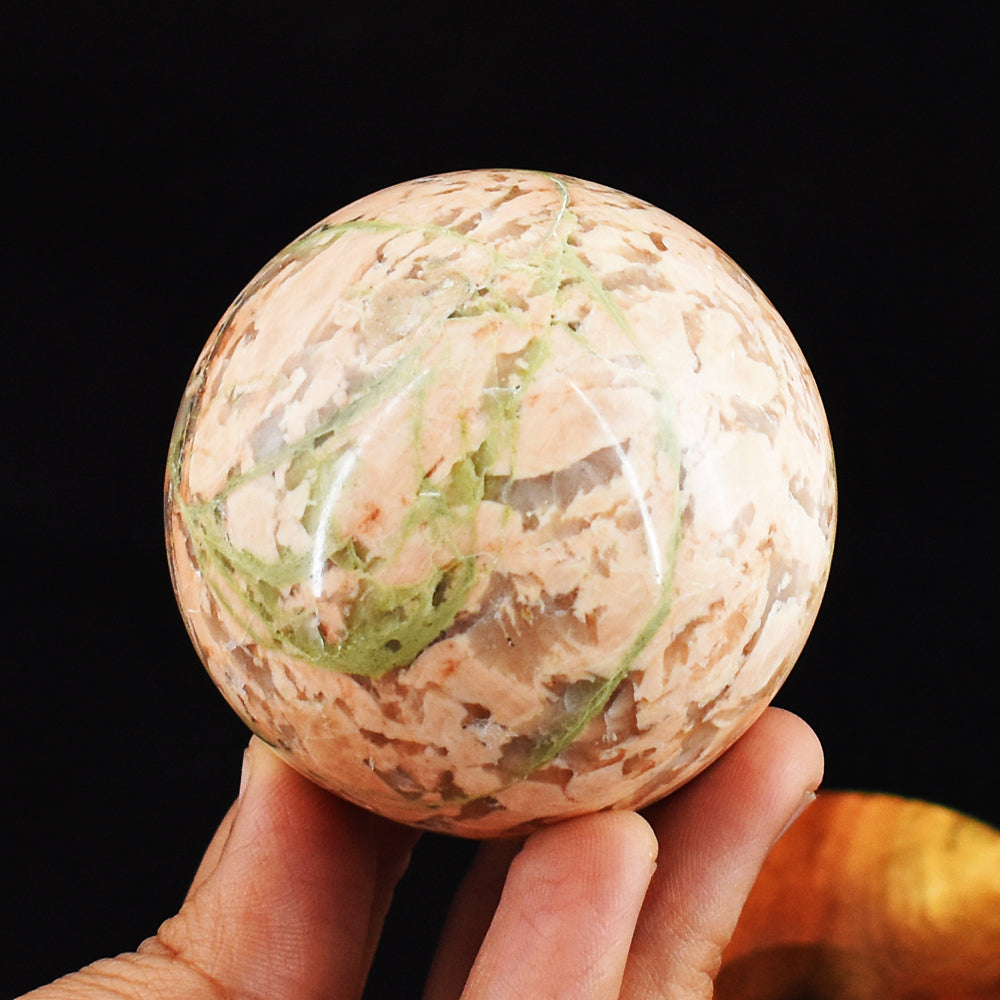 Natural  1175.00 Carats Genuine Peach Moonstone Hand Carved Crystal Healing Gemstone Ball