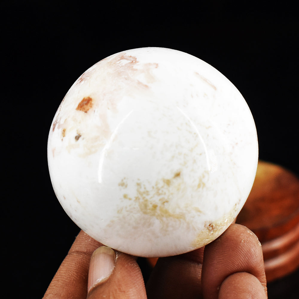 Beautiful 662.00 Cts Genuine  Flower Agate Hand Carved Crystal Healing Gemstone Sphere