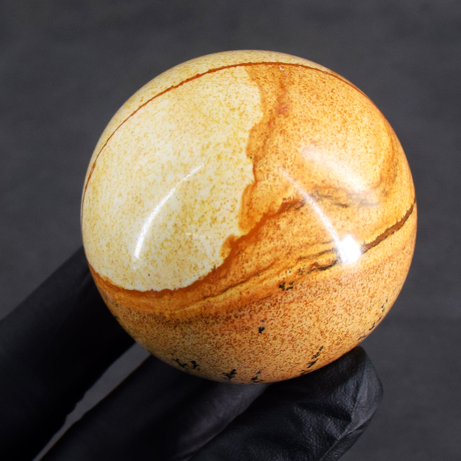 Gorgeous 877.00 Cts Genuine Picture Jasper Hand Carved Crystal Healing Gemstone Sphere