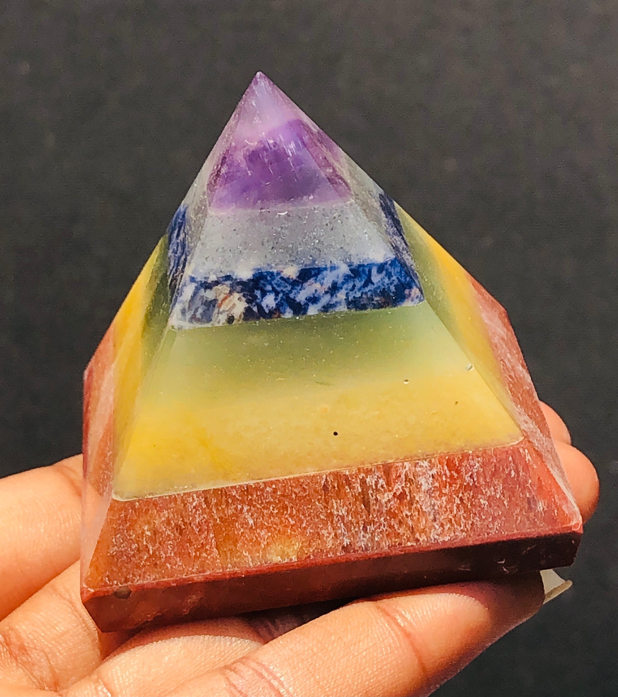 Miraculous 816.00 Cts Genuine Seven Chakra Healing Divine Premium Crystal Specimen Pyramid