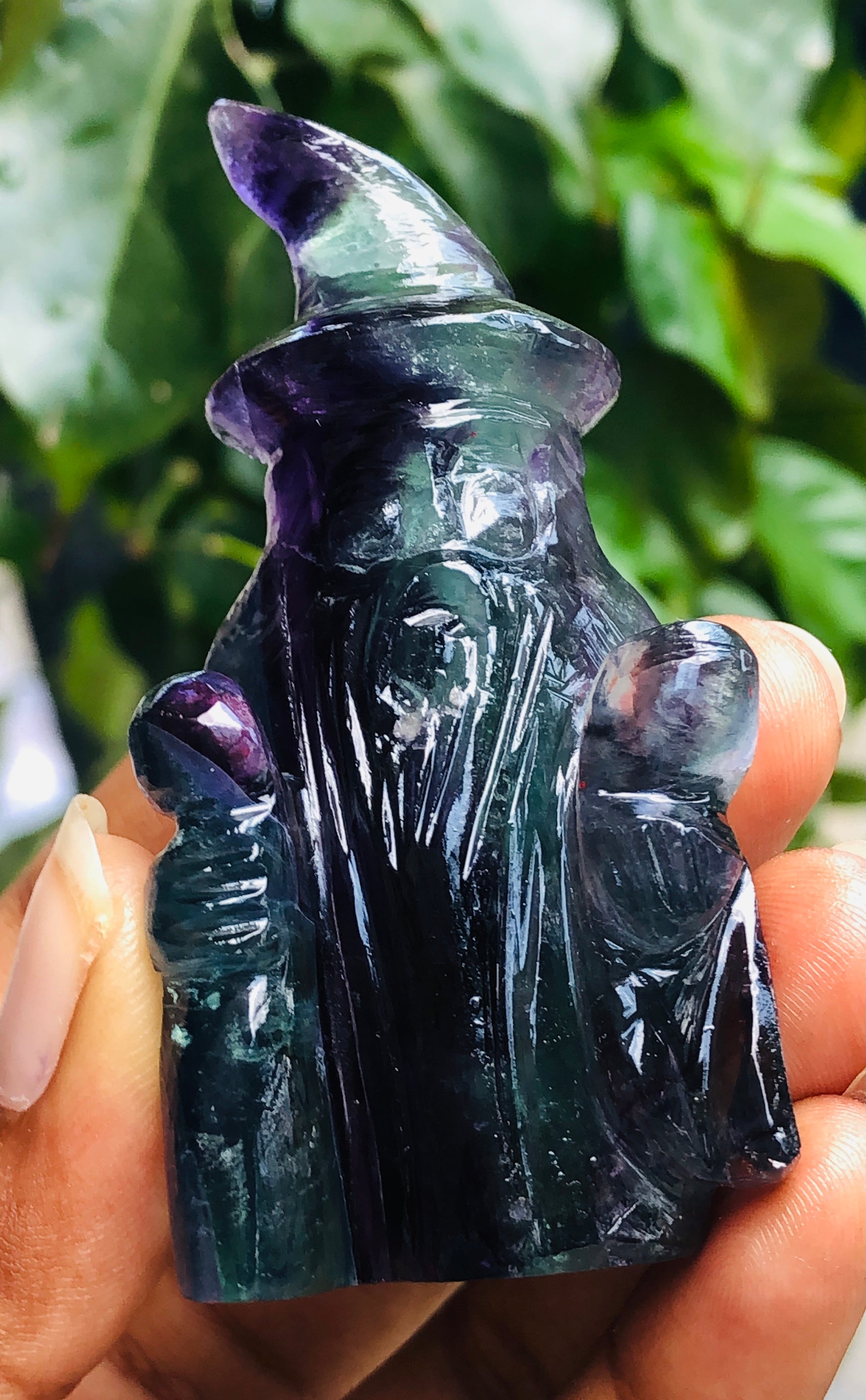 Beautiful 464.00 Cts Genuine Multicolor Fluorite Hand Carved Premium Wizard