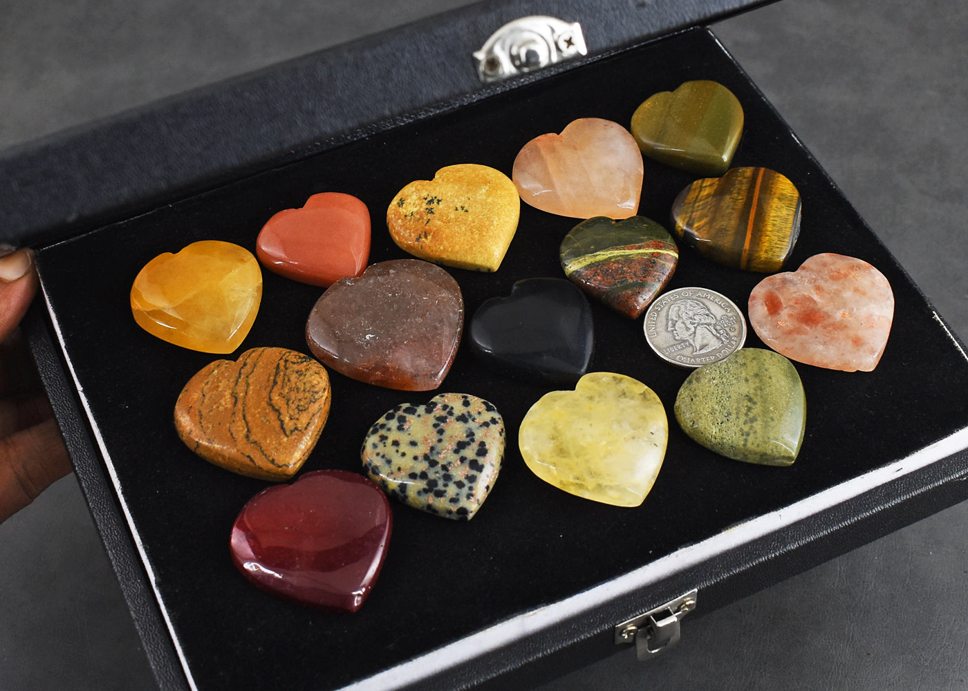 Amazing 976.00 Carats  Genuine Mix Gem Untreated Gemstone Cabochon Heart Lot