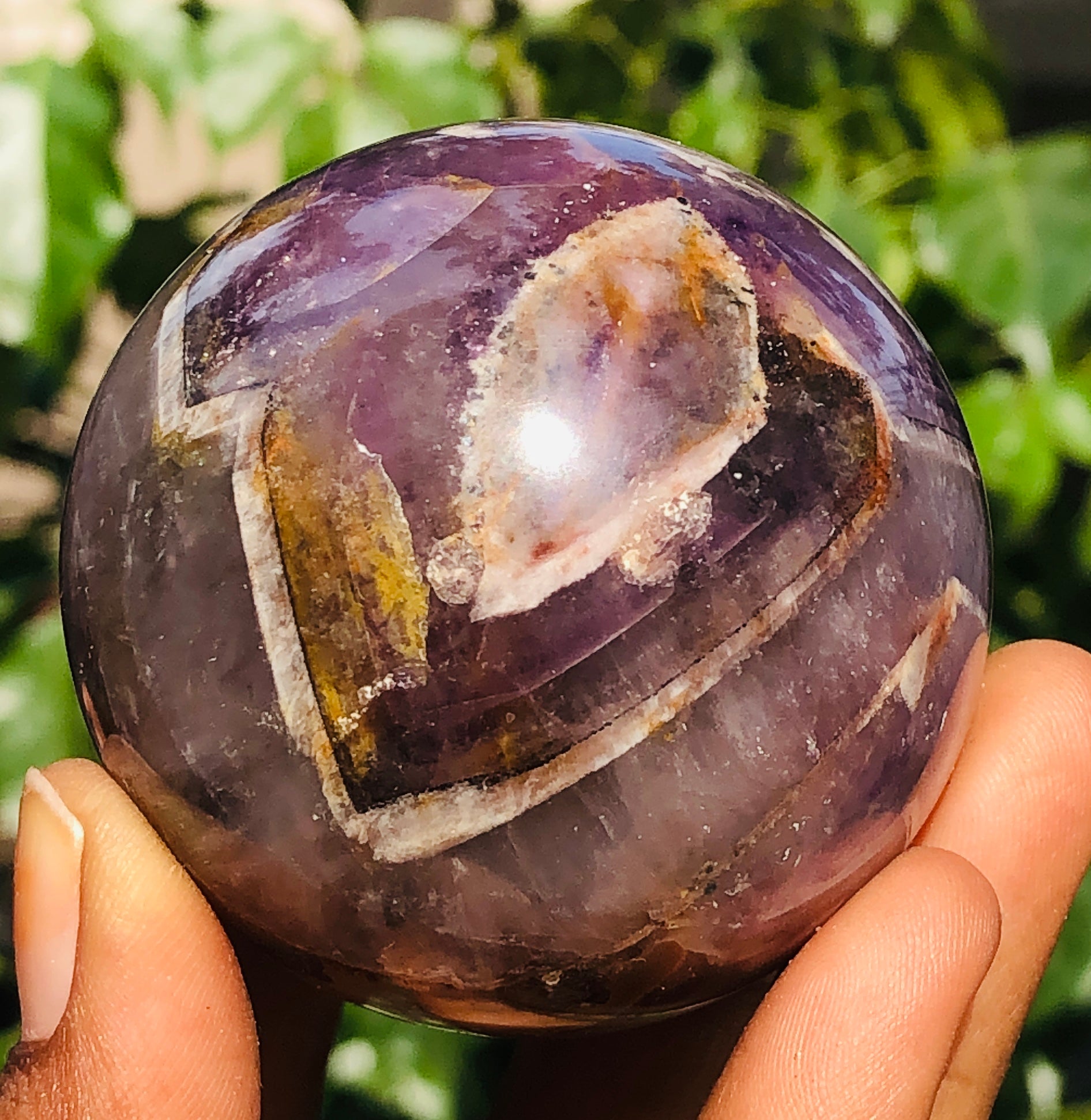 Natural 1000.00 Cts Genuine Chevron Amethyst Crystal Specimen Healing Premium Sphere