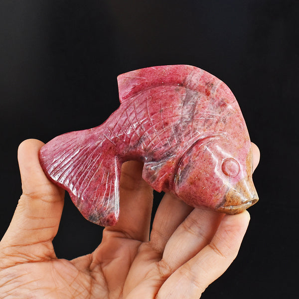 Natural 1041.00 Cts Genuine  Rhodonite Hand Carved  Crystal Gemstone Carving Fish