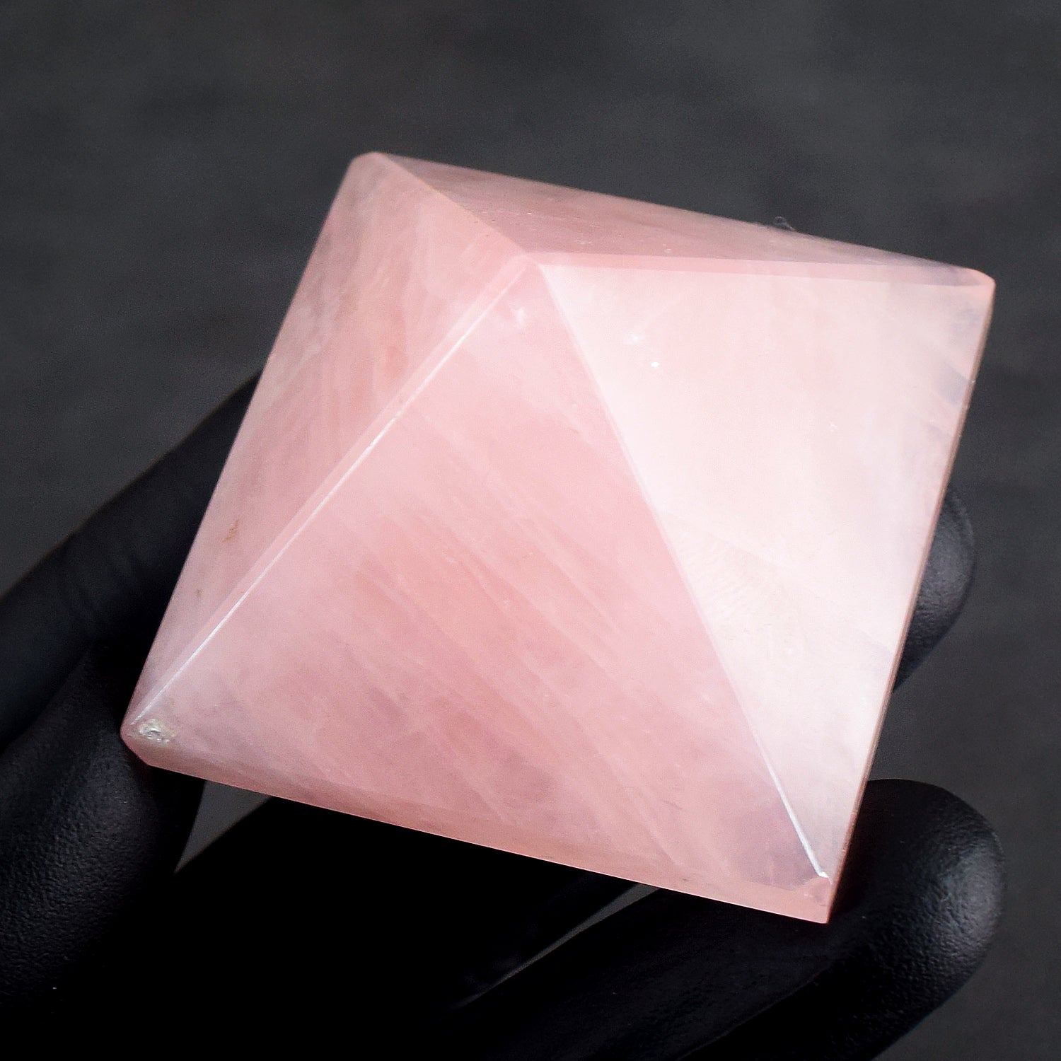 Beautiful 440.00 Cts Genuine Pink Rose Quartz Healing Divine Crystal Specimen Pyramid