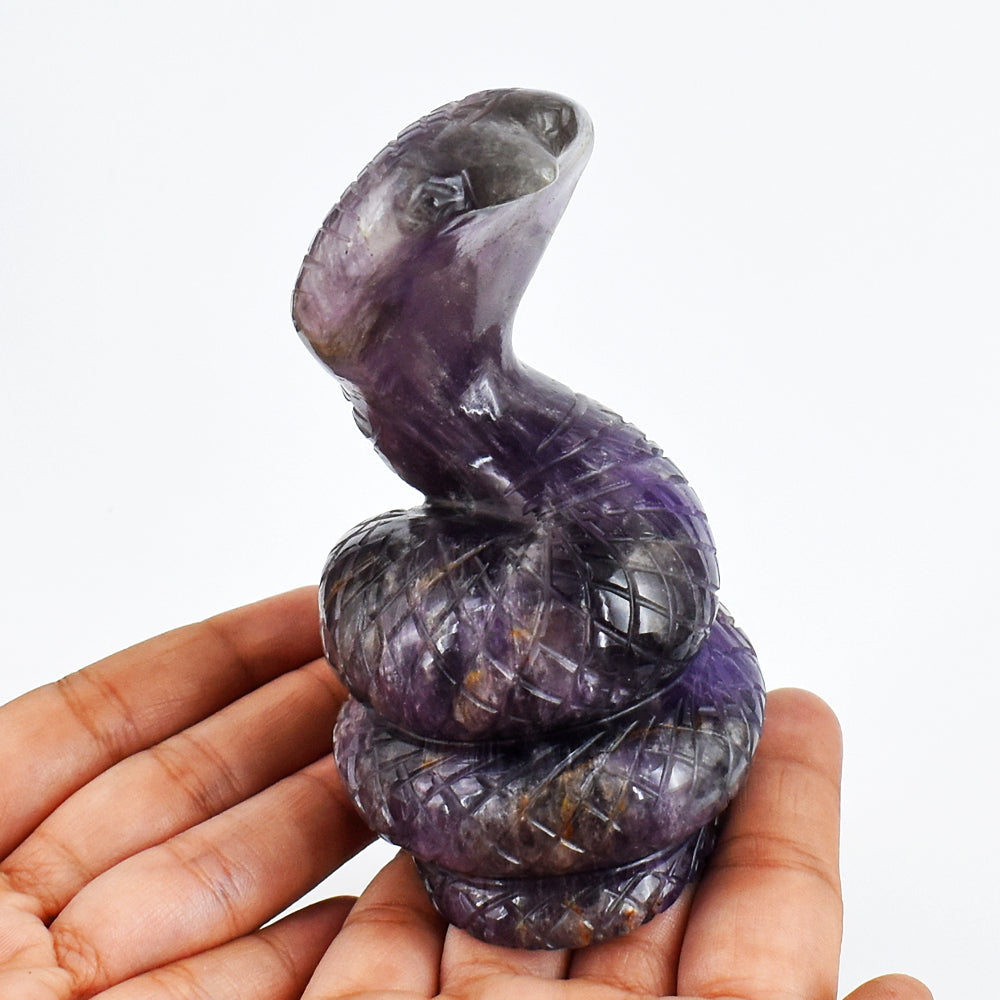 Artisian 2123.00 Carats Genuine Amethyst  Hand Carved  Crystal Gemstone Carving Snake