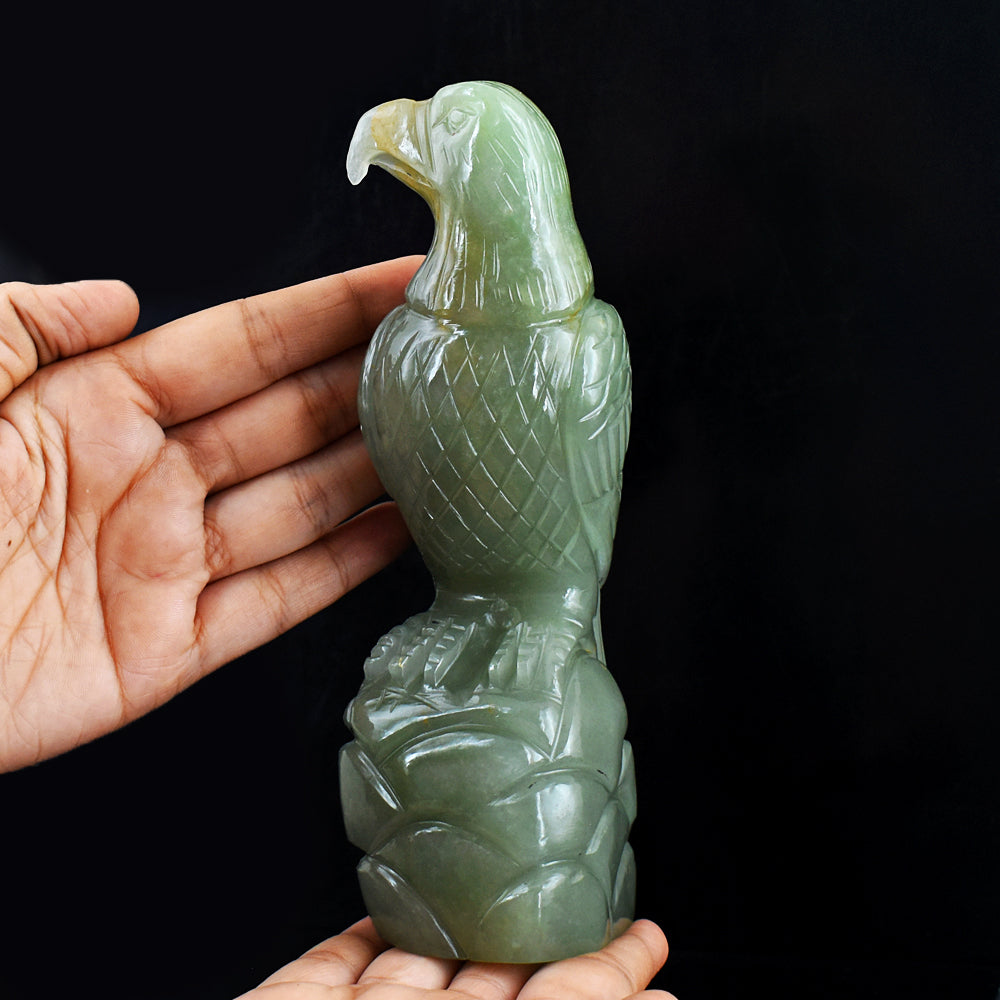 Exclusive 4247.00 Cts Genuine Green Aventurine Hand Carved Crystal Gemstone Eagle Carving