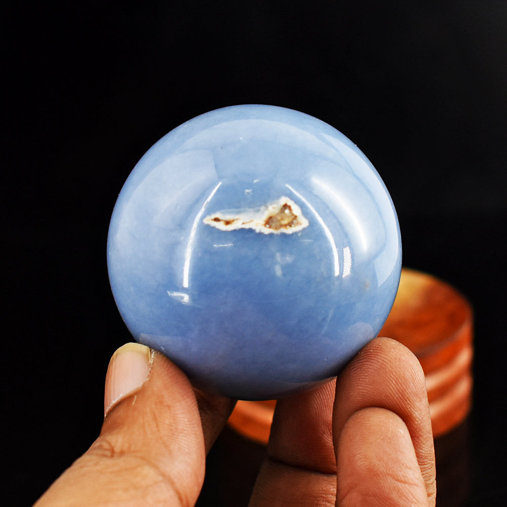 Craftsmen  700.00 Carats  Genuine Blue Angelite Hand Carved  Healing Crystal Gemstone  Sphere