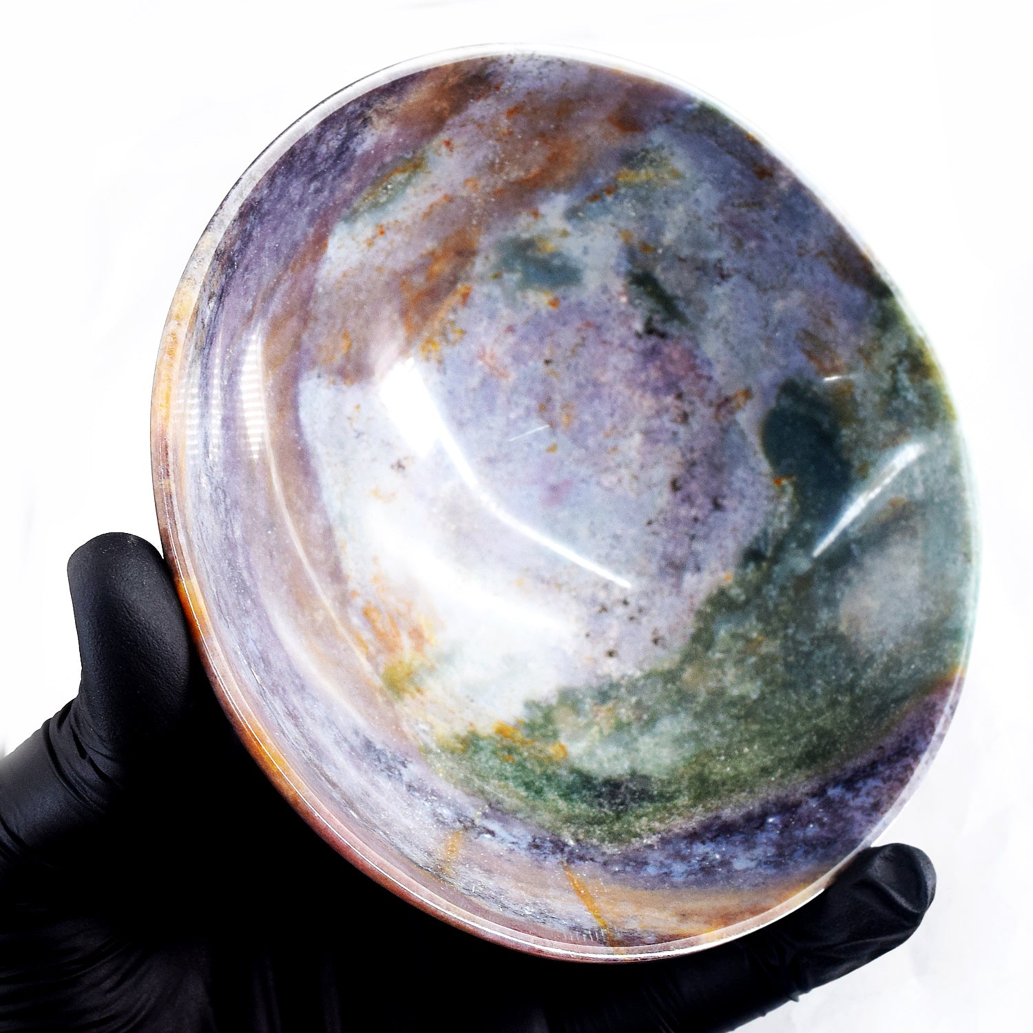 UpperMost 1026.00 Carats Genuine Moss Agate Hand Carved Crystal Gemstone Carving Big Bowl
