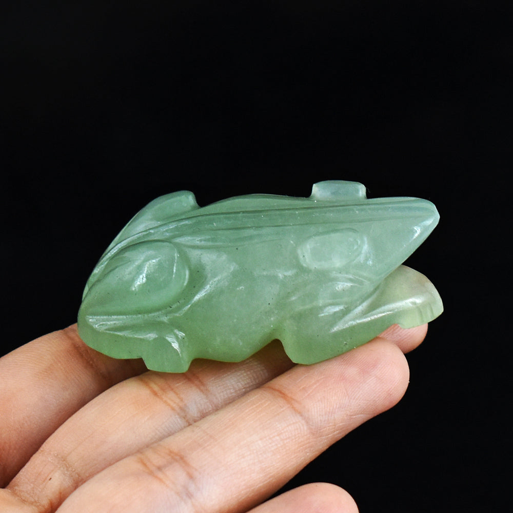 Craftsmen 295.00 Carats Genuine Green Aventurinee Hand Carved  Crystal Gemstone Carving Frog